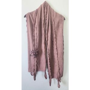 JNS rabbit fur blend fringed floral fuzzy Soft Pastel Pink scarf